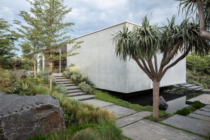 Concrete facade of private spa in Israel