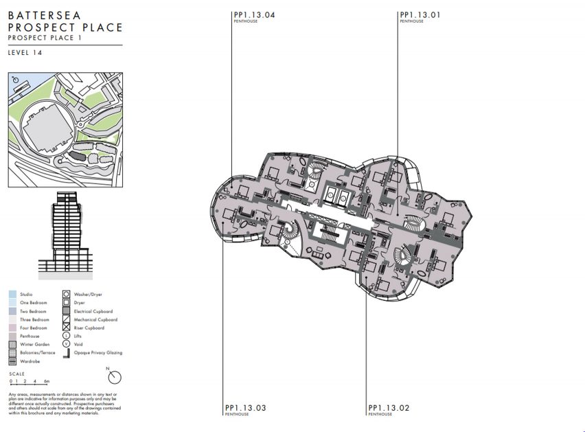 Example floor plan of Prospect Place by Gehry Partners