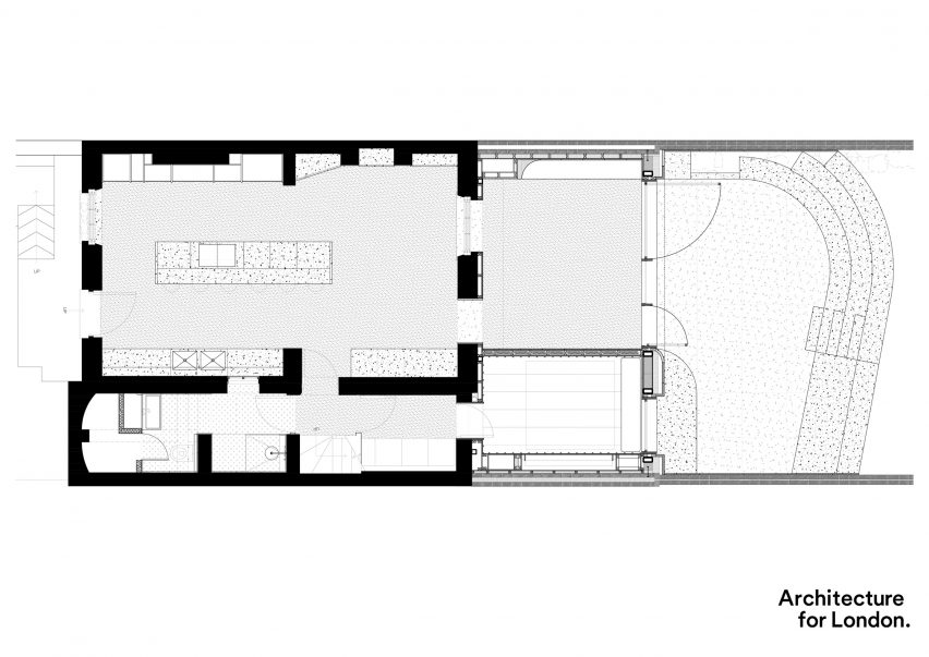 Lower ground floor plan of Stone House by Architecture for London