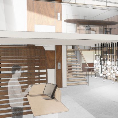 Interior project render by student at The Interior Design School