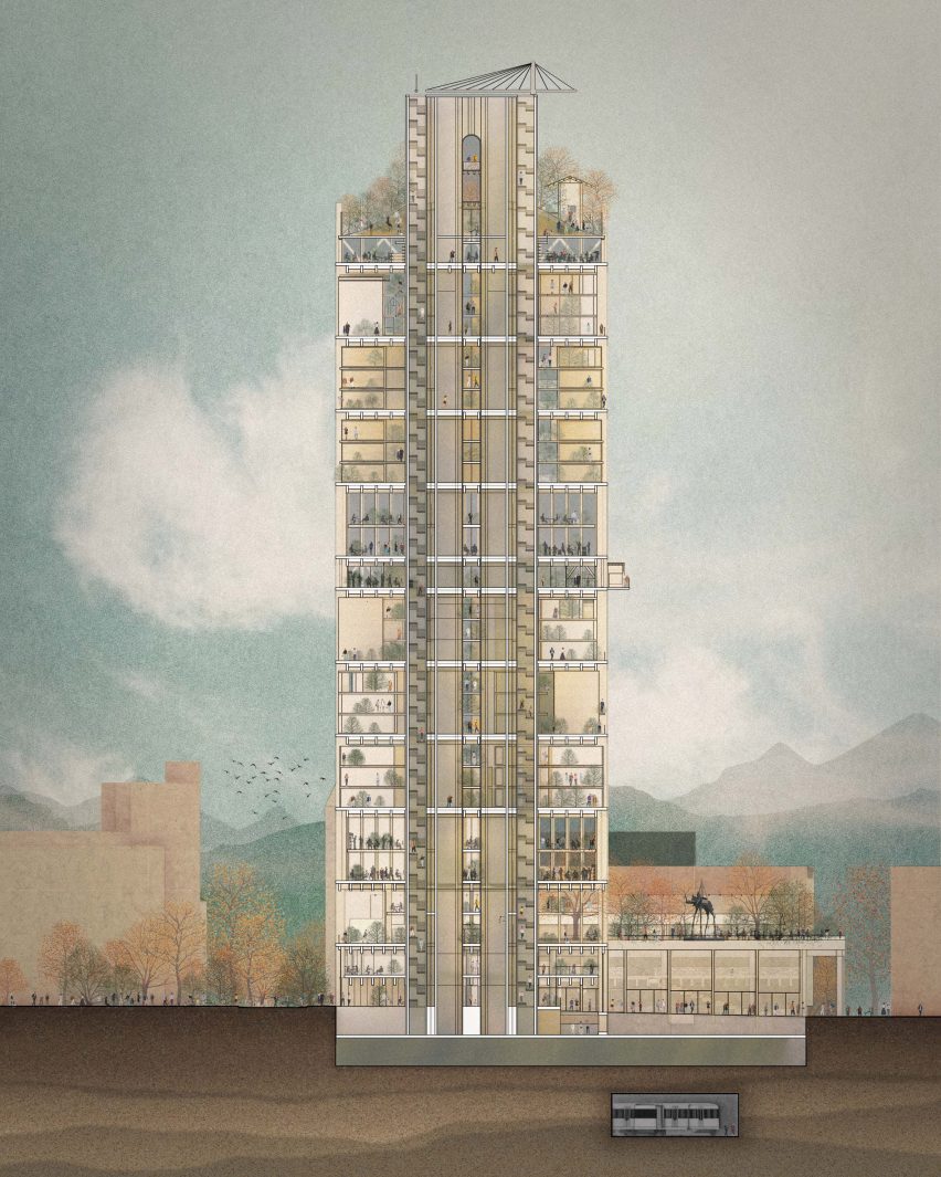 Section of The Regenerative High-Rise by Haptic and Ramboll