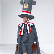 Model in a teddy bear top hat