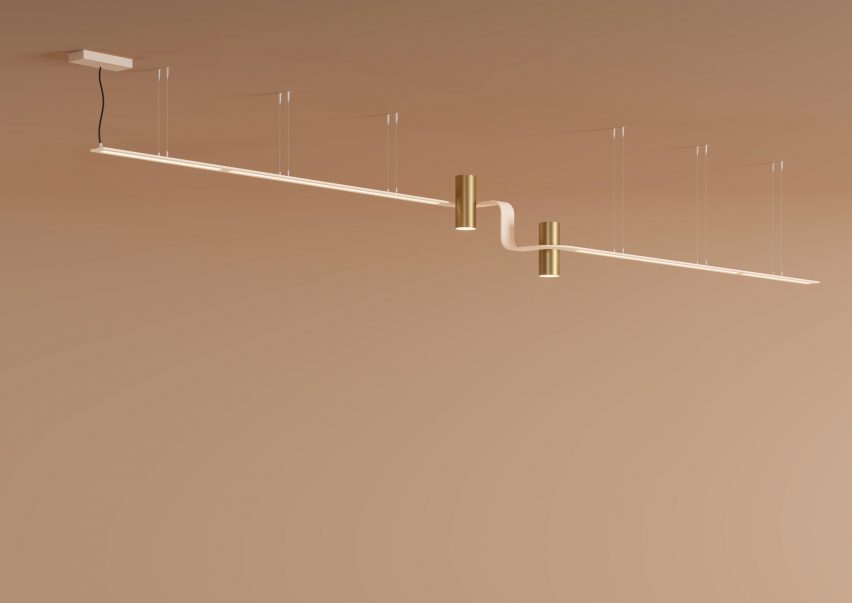 Nastro System lighting by Studiopepe for Tooy in cream and gold