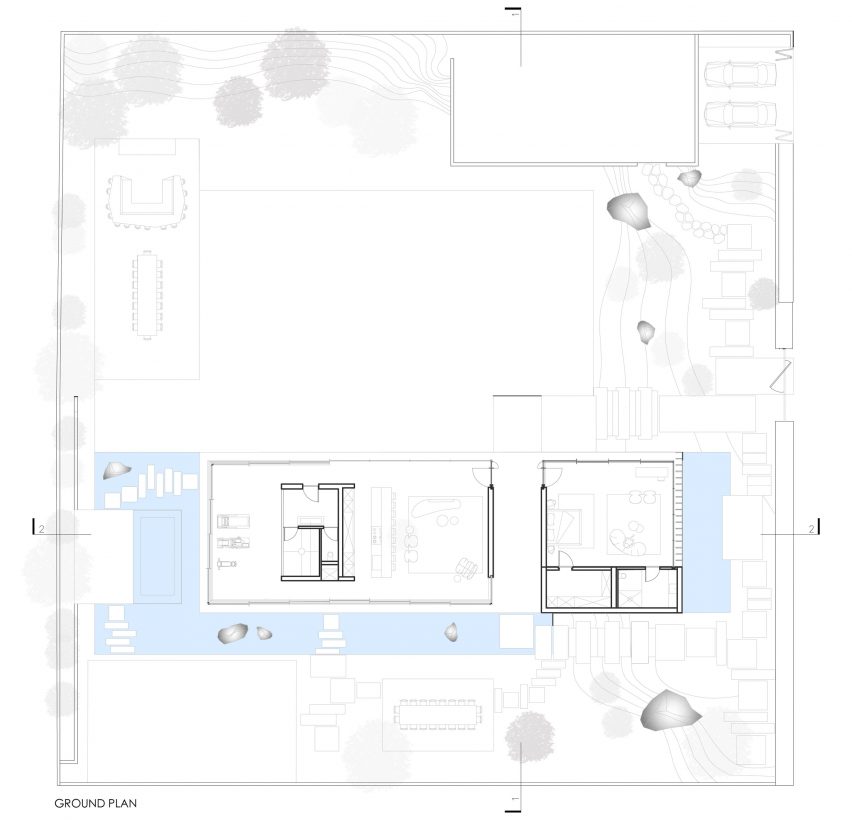 Floor plan of private spa by Pitsou Kedem Architects