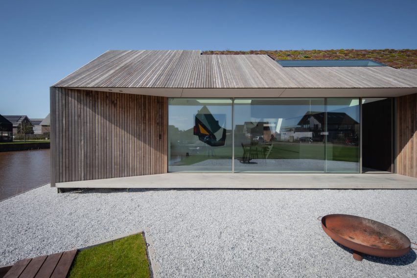 Villa K2 is a timber-clad home in The Hague with an angular roof