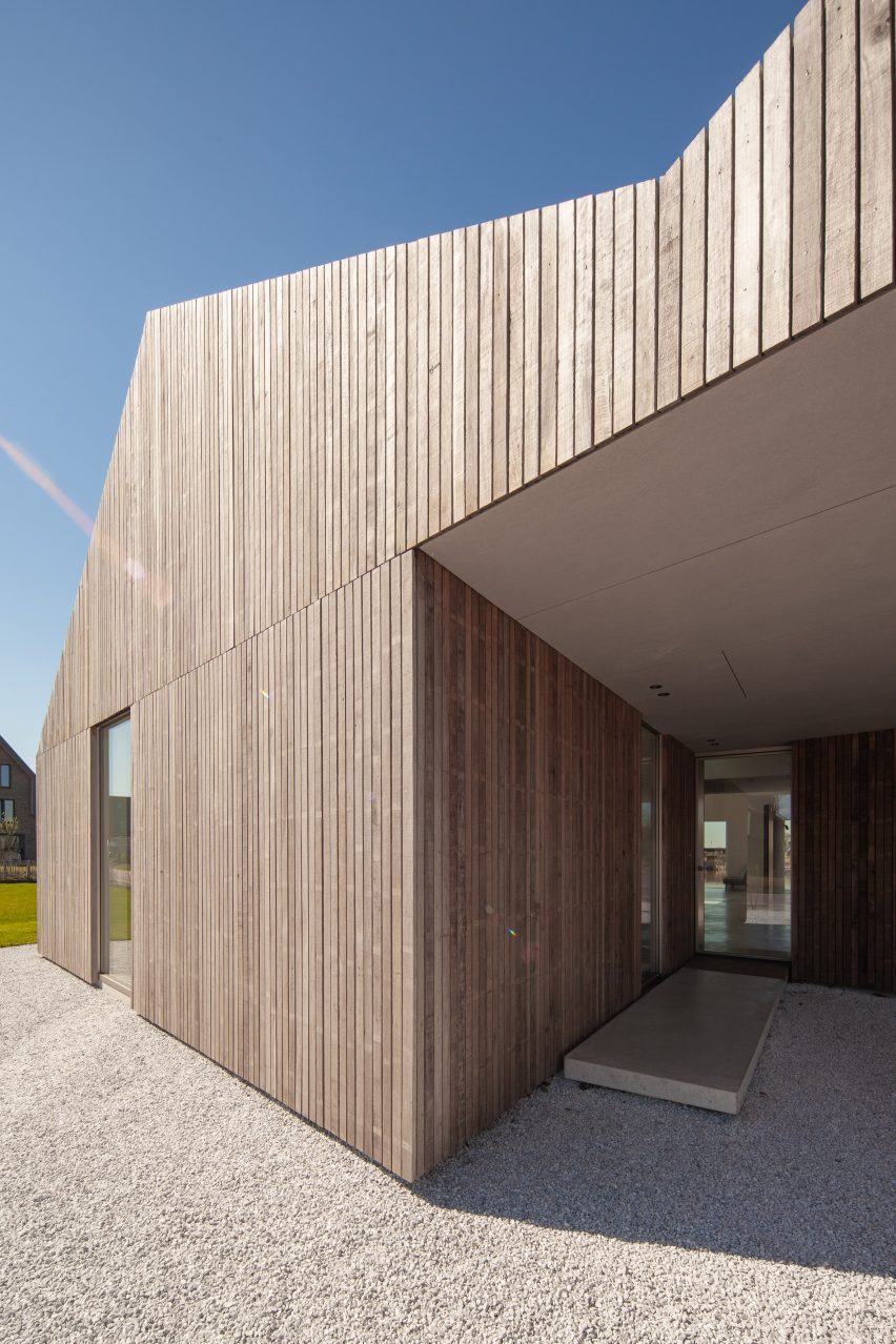 Villa K2 is a timber-clad home in The Hague with an angular roof