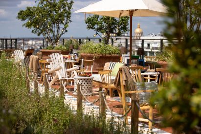 Rooftop bar at Parisian hotel