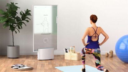 A Vivid display being used for yoga