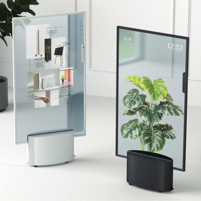 A Vivid display being used as a whiteboard and another used to display digital plants