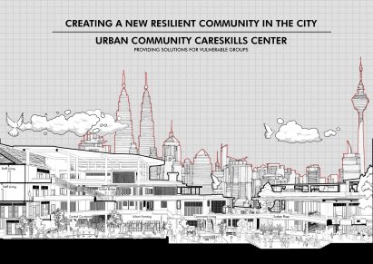 Section drawing of a sprawling city by student at Taylor's University