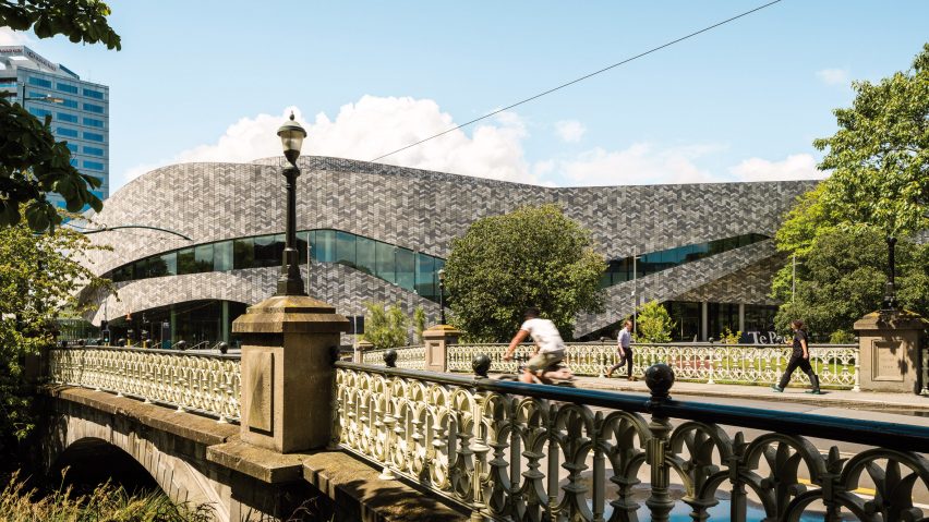 The Te Pae Convention and Exhibition Centre is a low lying structure