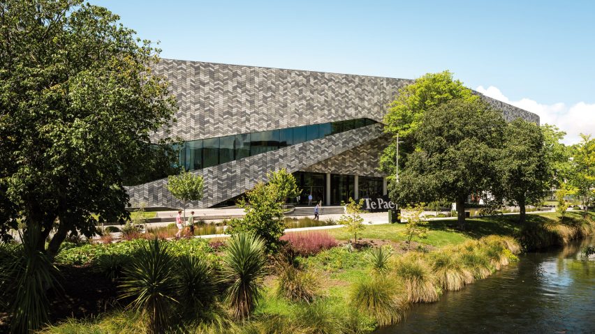Tiled facade of the Te Pae Convention and Exhibition Centre