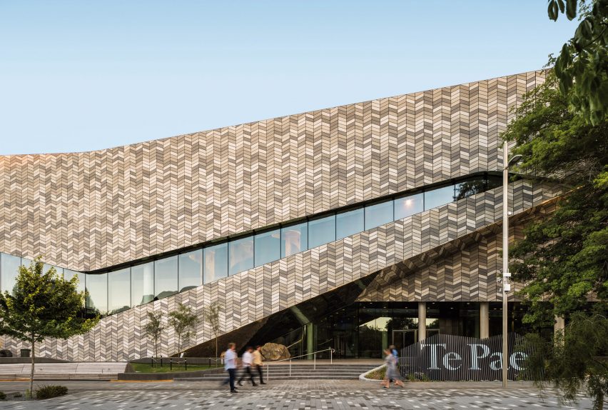 Tiled facade of the Te Pae Convention and Exhibition Centre