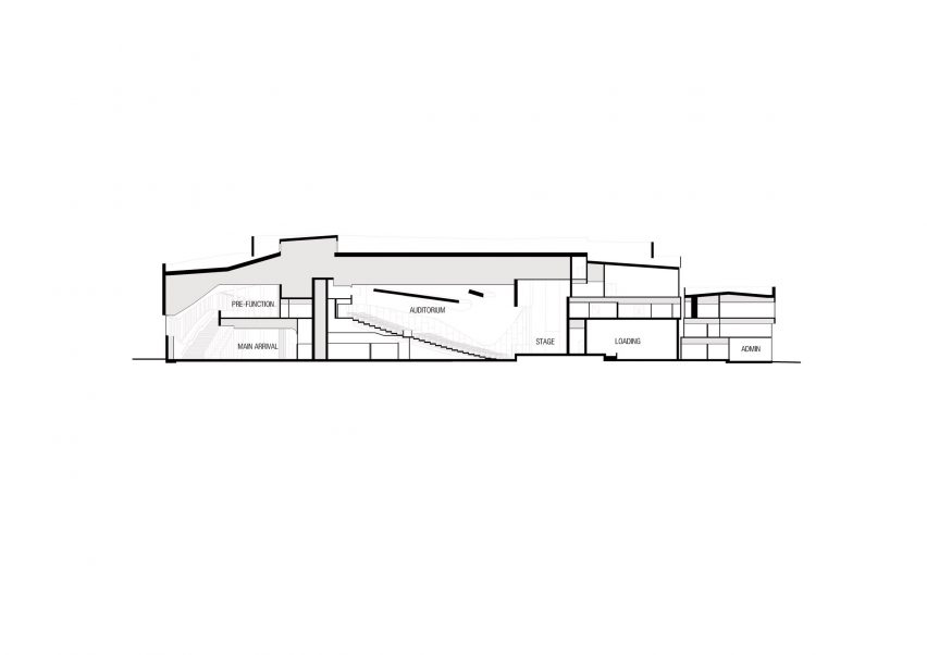 Section drawing of Te Pae Convention and Exhibition Centre
