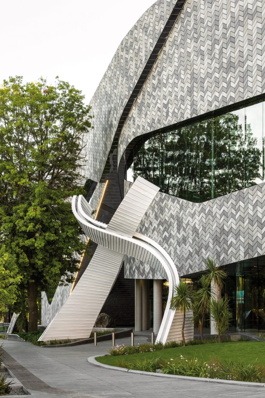 Tiled facade of the Te Pae Convention and Exhibition Centre