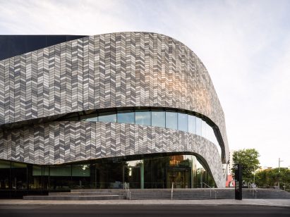 Tiled facade of the Te Pae Convention and Exhibition Centre