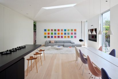 Interior with range table and art