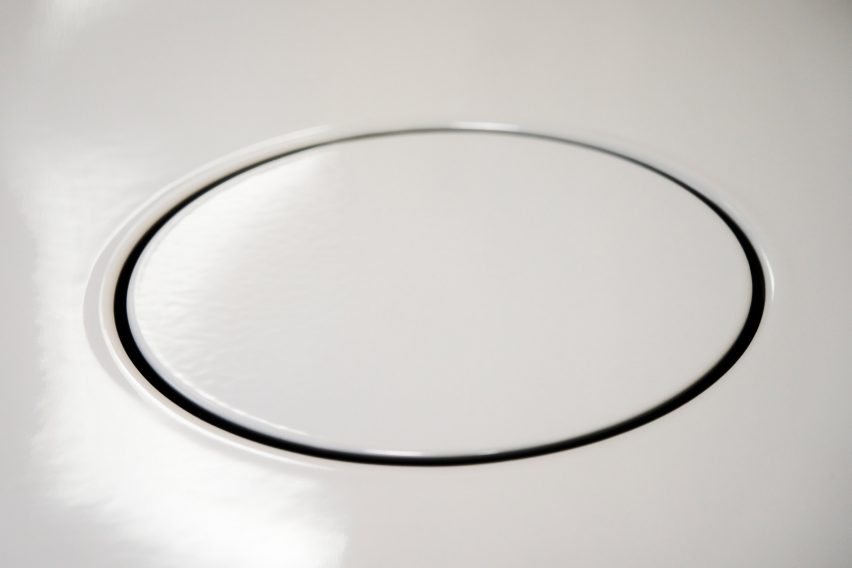Closeup shot of shiny white bathroom surface