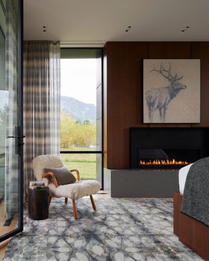 Bedroom shot with fireplace