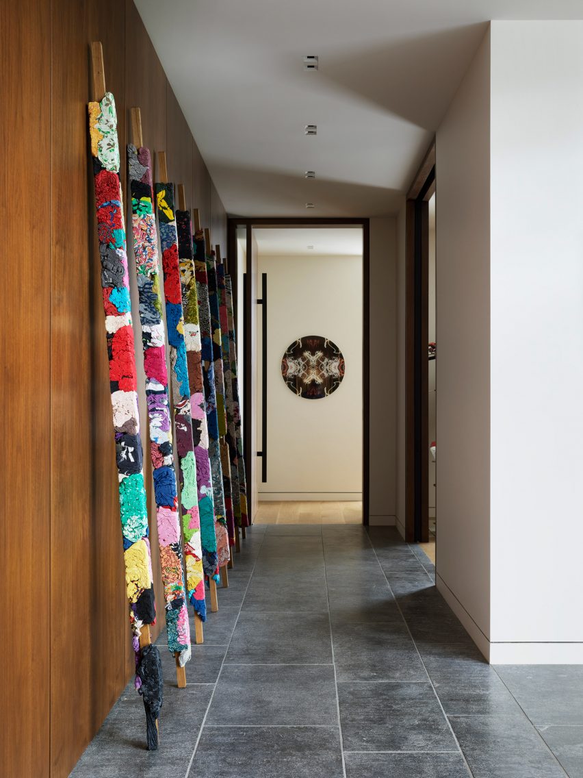 Four Pines interior hallway with skis