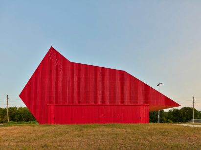 A red barn-like building