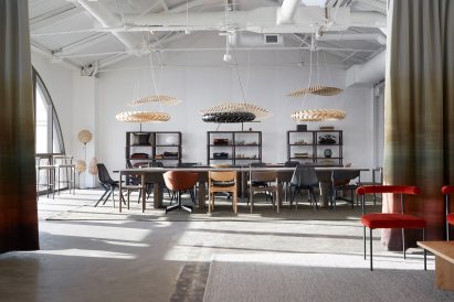 A photograph of the New Zealand design pavilion's furniture