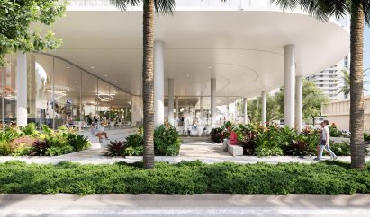 Covered plaza outside Ombelle