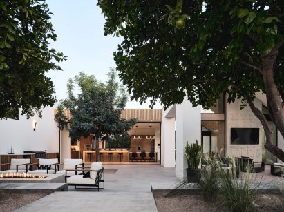 Backyard of the hive with fire pit