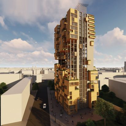 A render of a high rise building