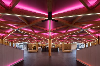 Interior image of the canopy area at the ABBA Arena