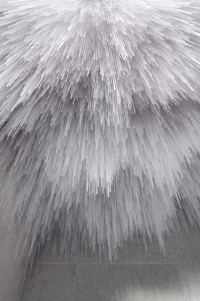 Stalactite-like ceiling installation in Vancouver skin clinic