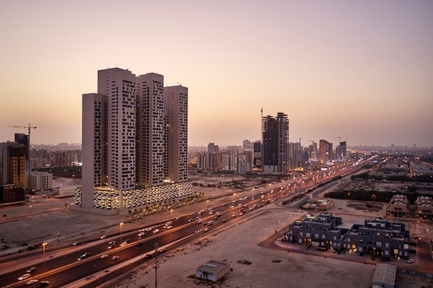 Tamdeen Square is a collection of residential towers that was designed by AGi Architects