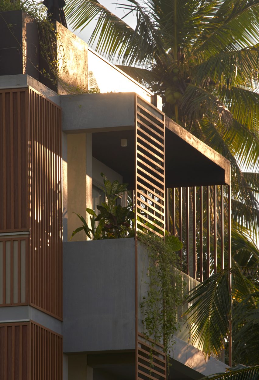 Sunset on the facade of the Harding Boutique Hotel