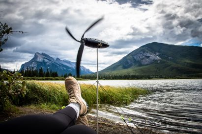 Person sitting in front of Shine Turbine