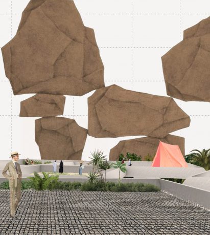 Collage of a terrace space