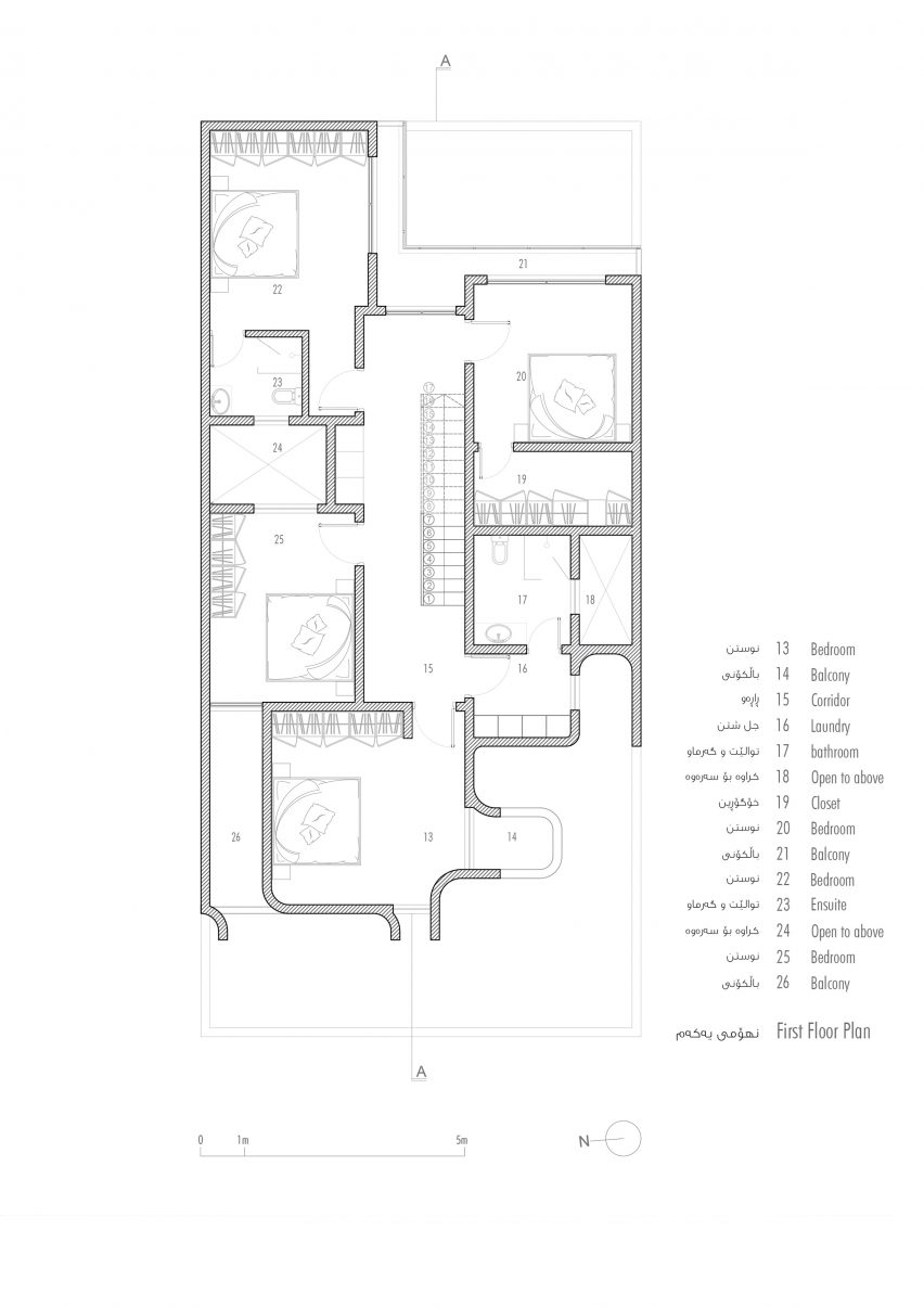 Floor plan of Bakrajo House in Sulaymaniyah by Zakaa