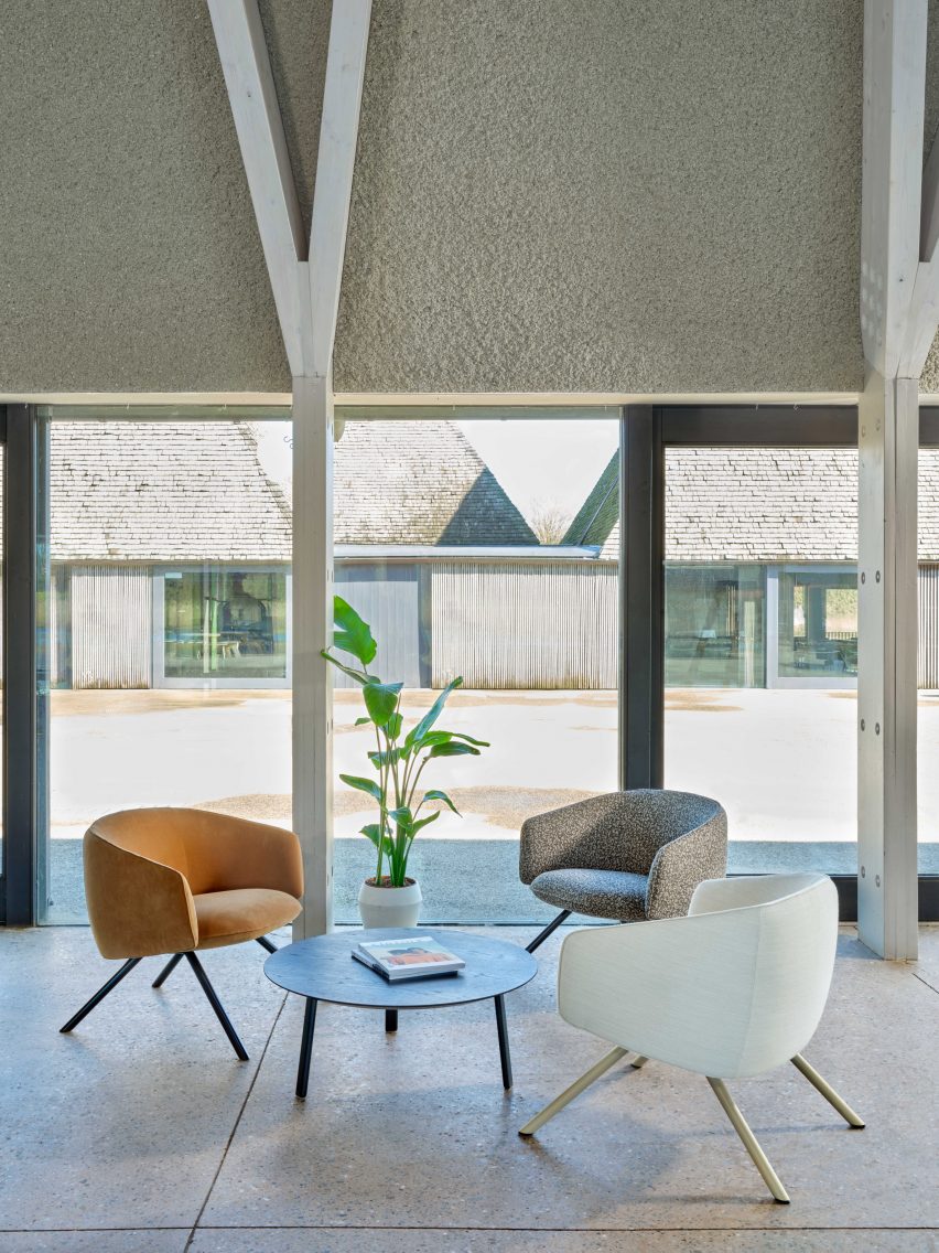 Image of three Bastille lounge chairs in an interior