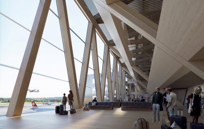 Timber departure lounge at Zurich Airport