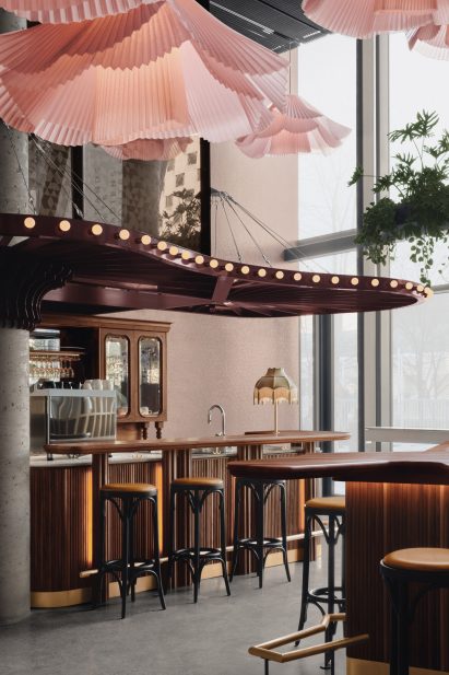 Cafe Constance walnut bar