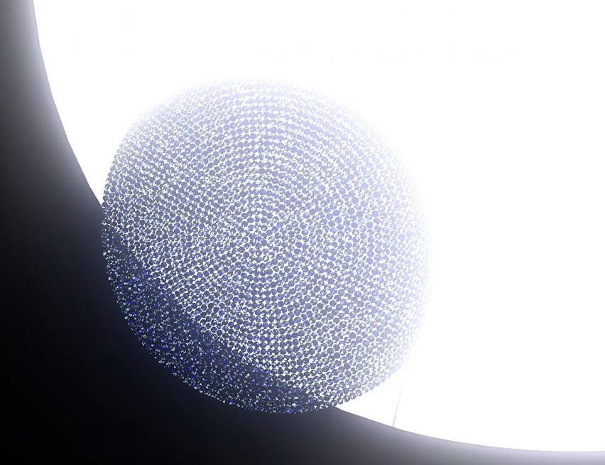 Visualisation of a group of space bubbles floating in front of the sun