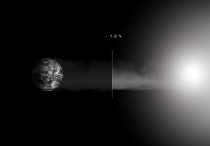 Visualisation of a solar shield sitting at the L1 Langrangian Point between the Earth and the sun