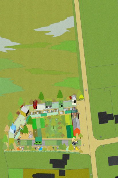 Drawing of the Davidson Prize winner Co-Living in the Countryside