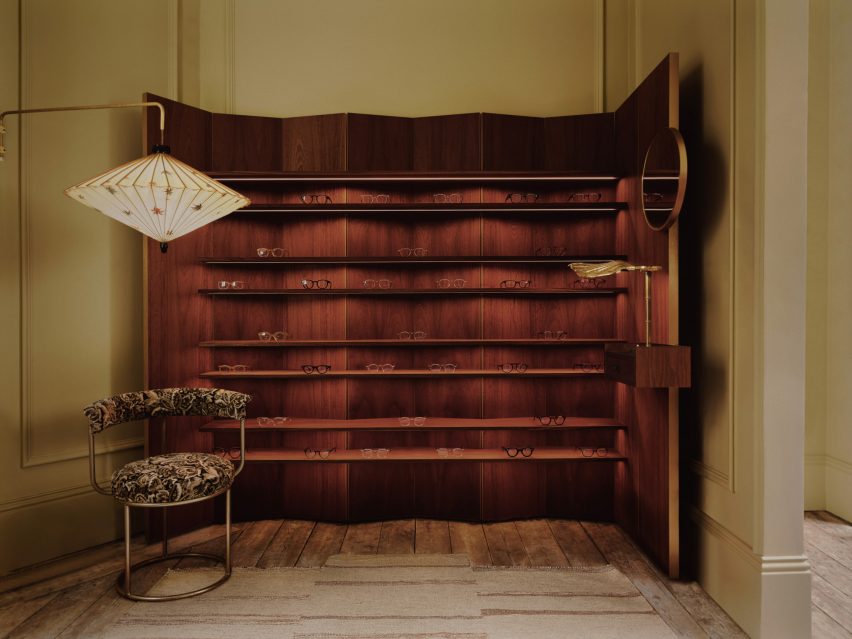 Interiors of Cubitts eyewear shop in Belgravia, London designed by Child Studio