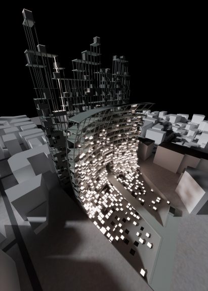 3D model of a staggered tower
