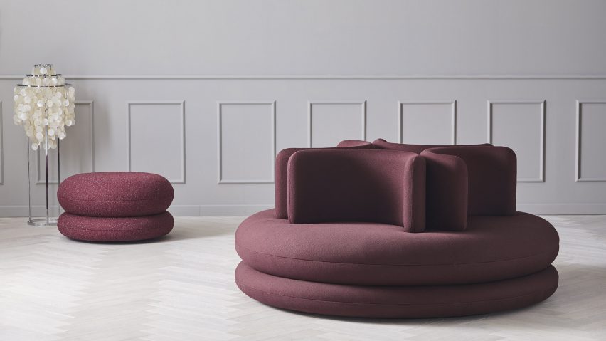 Easy sofa and pouf by Verner Panton for Verpan