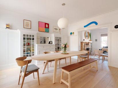 Dining room with wooden floors