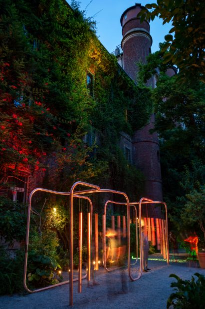 Orto Botanica Brera lit up at night
