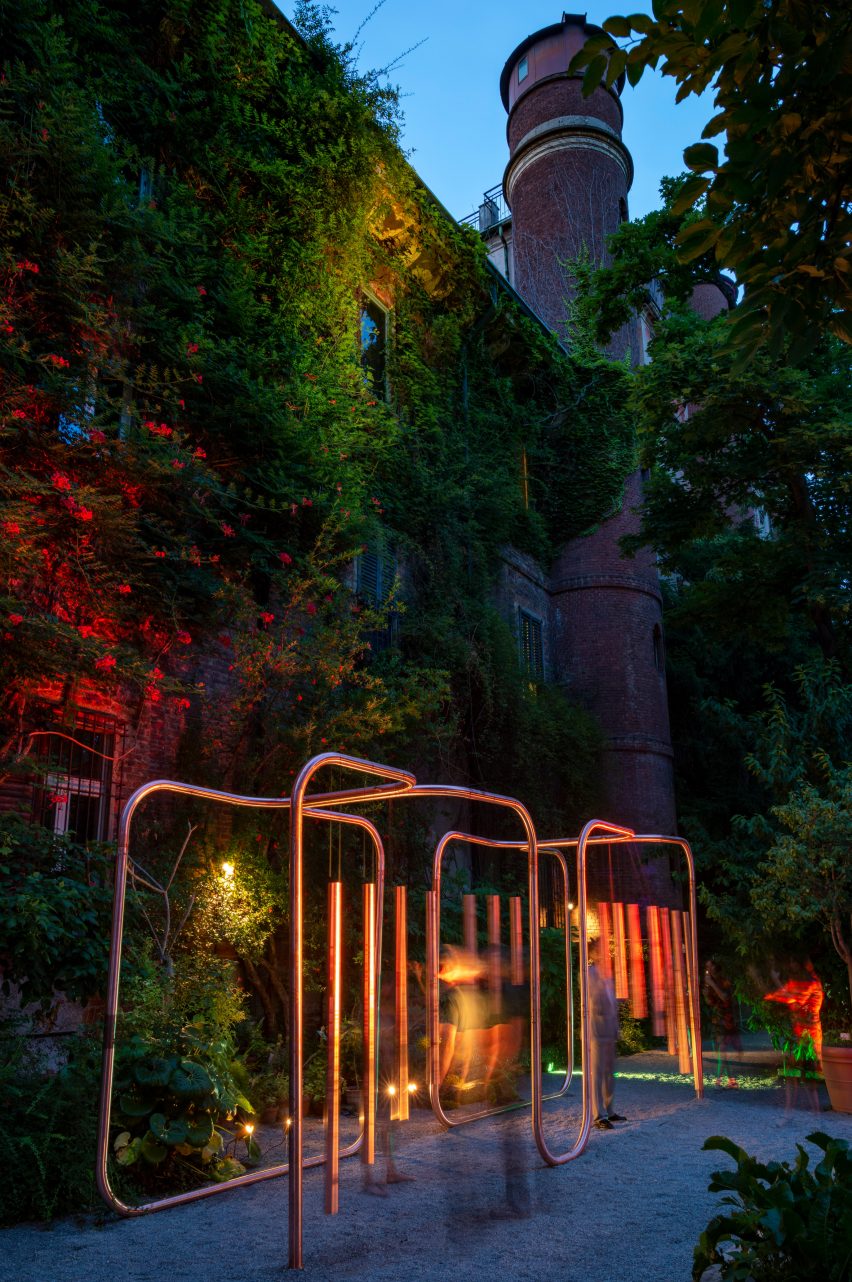 Orto Botanica Brera lit up at night