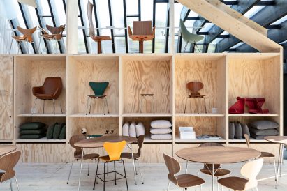Interior of the Fritz Hansen pavilion