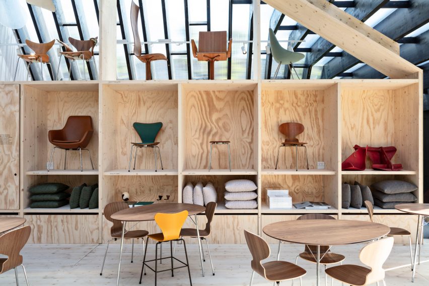 Interior of the Fritz Hansen pavilion